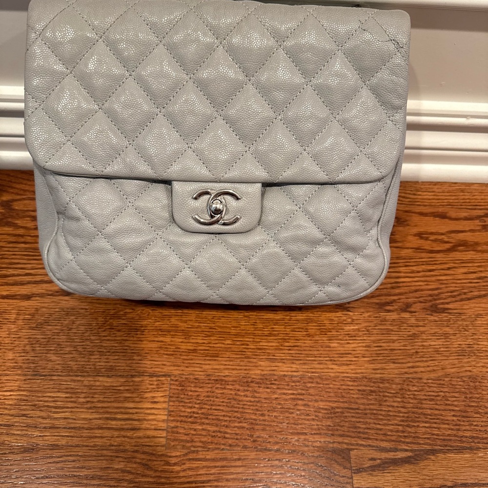 Chanel Gray Quilted Shoulder Bag